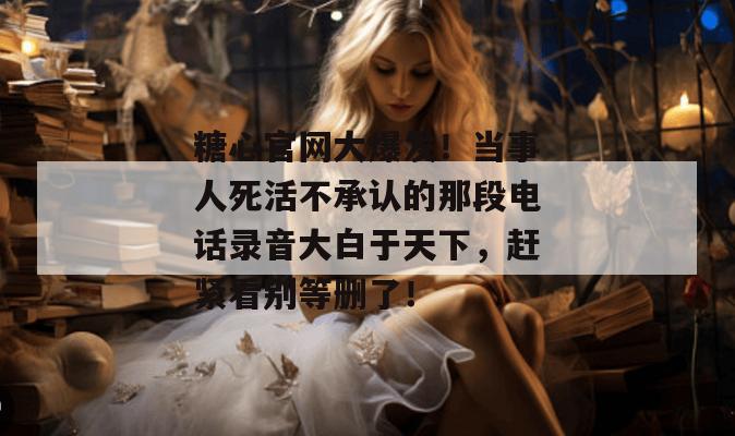 糖心官网大爆发！当事人死活不承认的那段电话录音大白于天下，赶紧看别等删了！